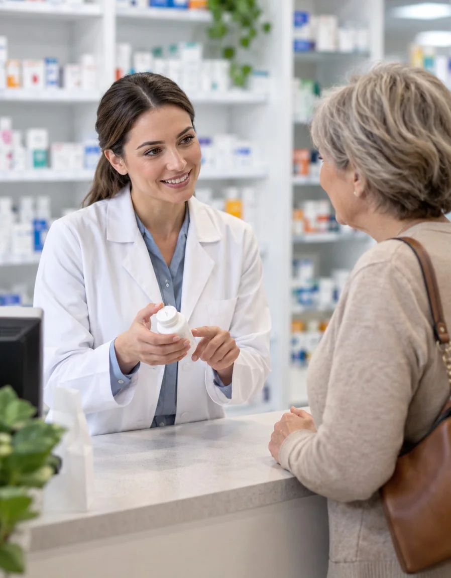 Pharmacist supporting a patient