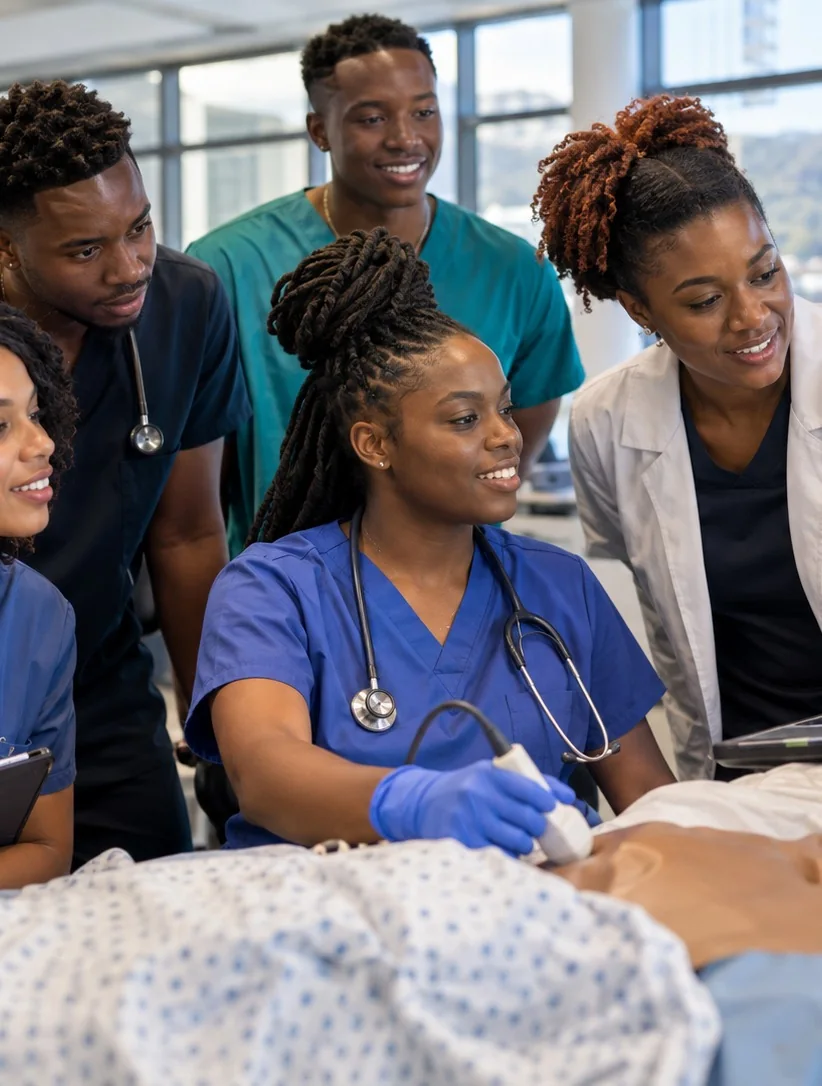 Healthcare team collaborating on a care workflow